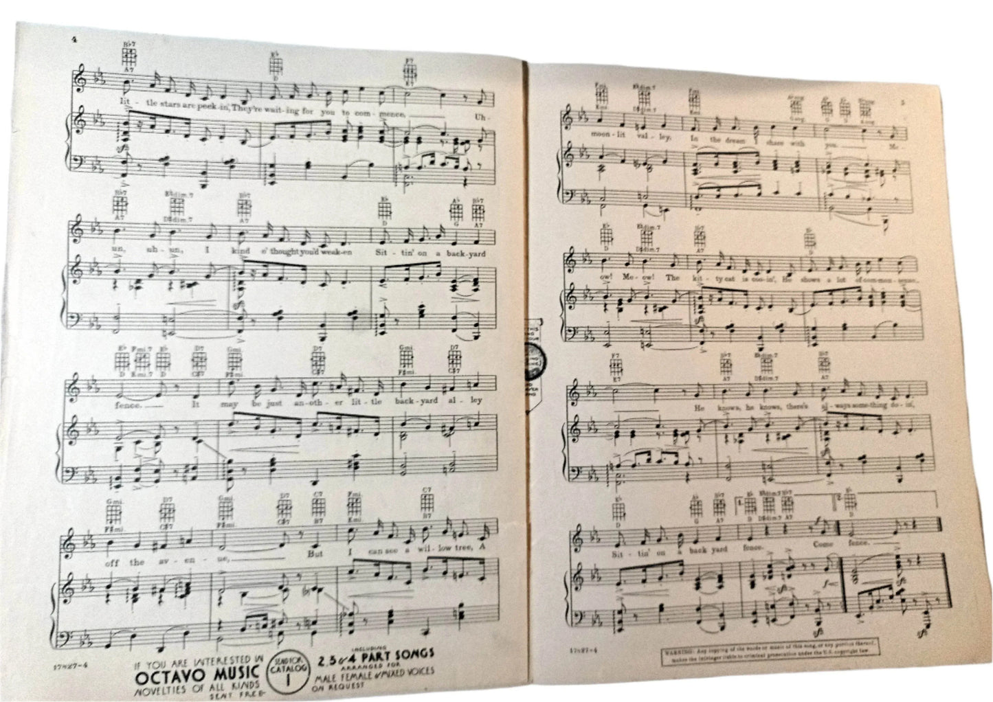 Sittin' On A Backyard Fence Footlight Parade James Cagney Sheet Music 1933 - TulipStuff