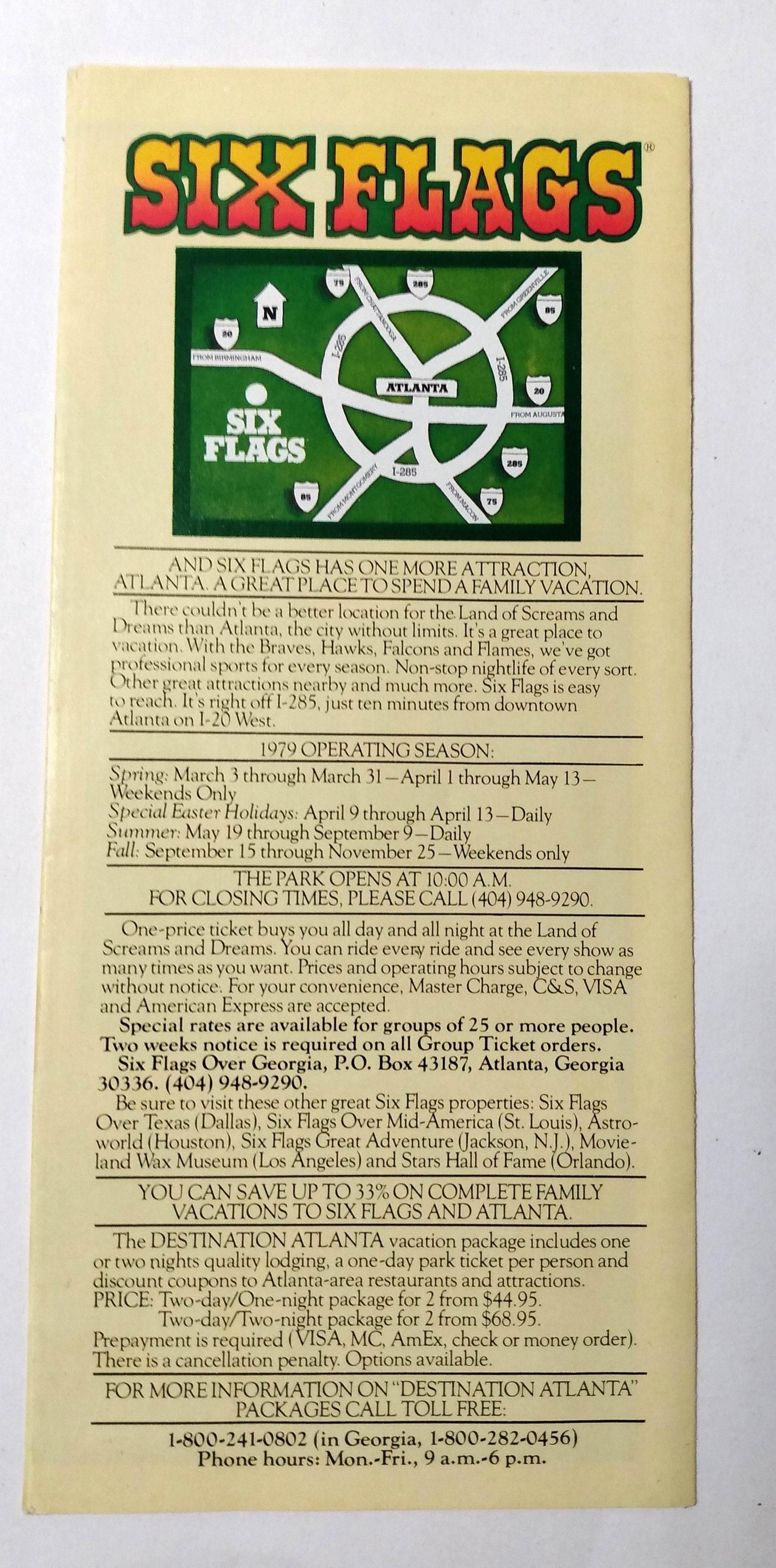 Six Flags Over Georgia Atlanta Amusement Park 1979 Brochure - TulipStuff