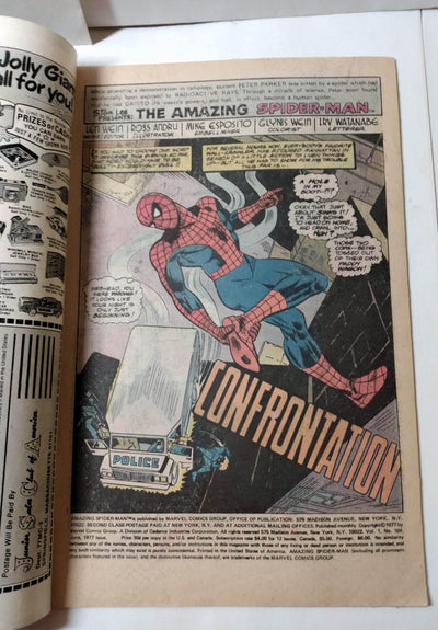The Amazing Spiderman 169 Marvel Comics June 1977 Confrontation - TulipStuff