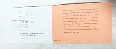 British Rail Duke Of York Ferry Harwich Hook Of Holland 1950s Brochure - TulipStuff