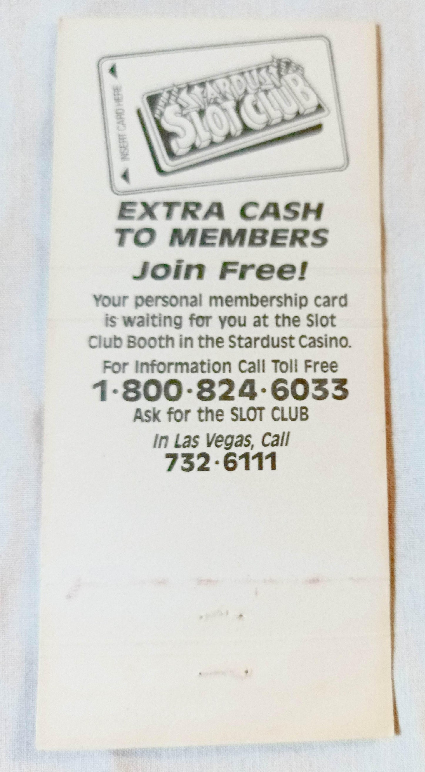 Stardust Resort And Casino Las Vegas Nevada Matchbook Cover 1990's - TulipStuff