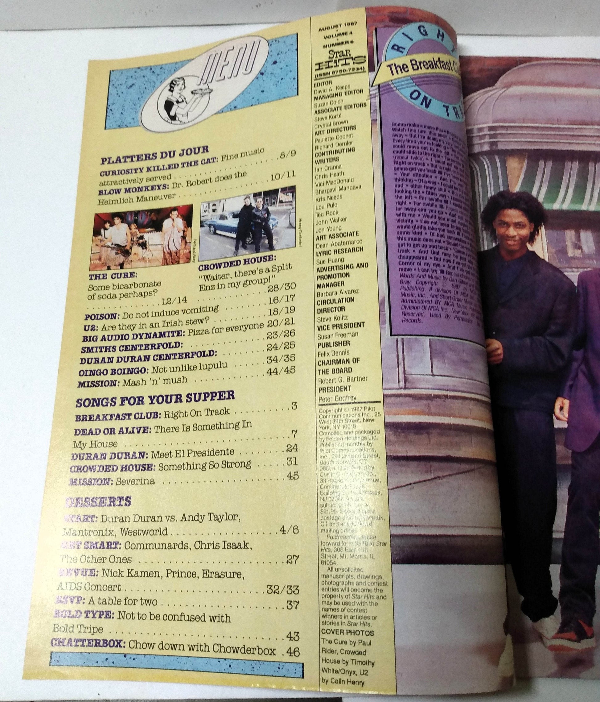 Star Hits Magazine August 1987 U2 Duran Duran Smiths Poison Cure Mission UK - TulipStuff