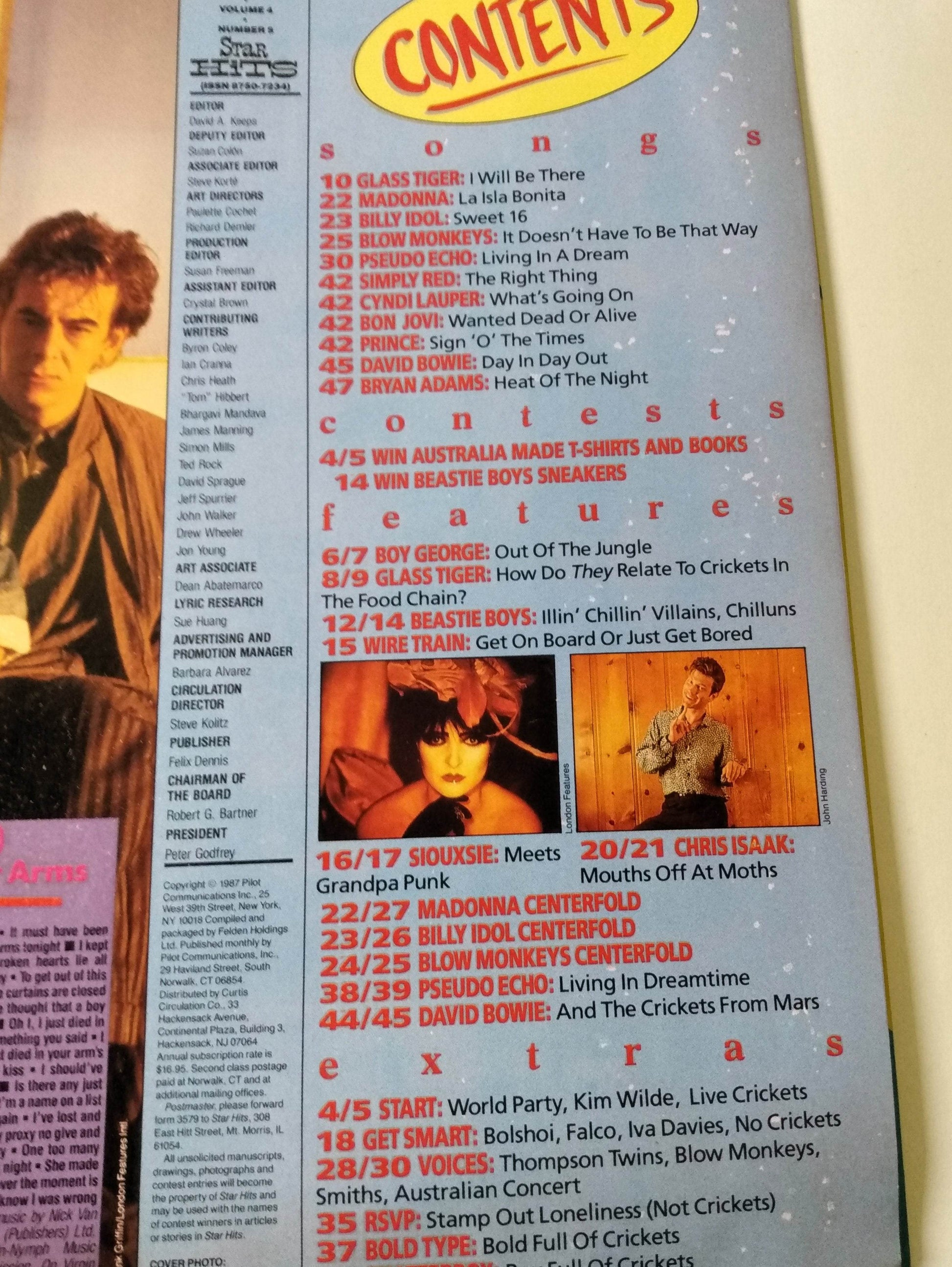 Star Hits Magazine July 1987 Beastie Boys Madonna Siouxsie Billy Idol INXS - TulipStuff