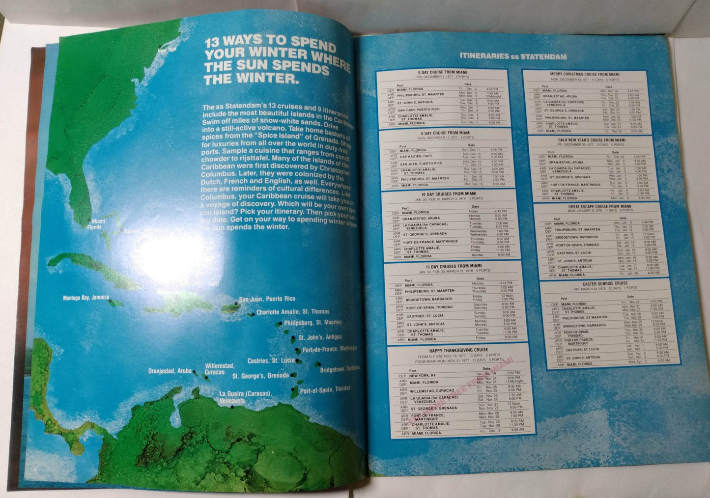 Holland America Cruises ss Statendam 1977-78 Caribbean Cruise Brochure - TulipStuff