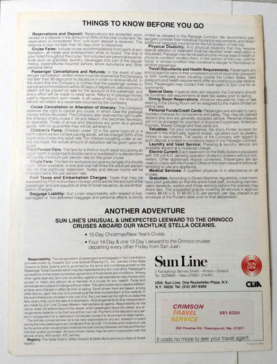 Sun Line Stella Solaris Winter 1982-83 Caribbean Mexico Cruises Brochure - TulipStuff