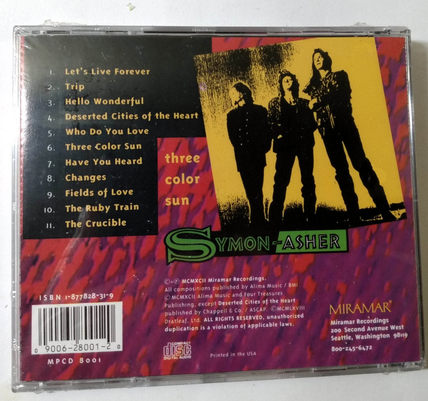 Symon-Asher Three Color Sun Seattle Rock Album CD Miramar 1992 - TulipStuff