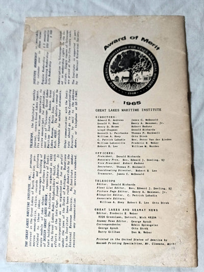 Telescope Oct 1967 Great Lakes Maritime Institute ss South American - TulipStuff