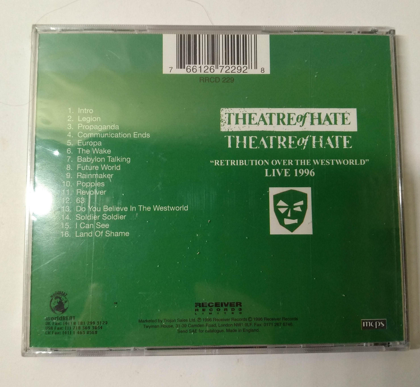 Theatre of Hate Retribution Over The Westworld Live 1996 Album CD - TulipStuff