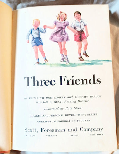 Three Friends Basic Readers Grade 2 Scott Foresman Hardcover 1948 - TulipStuff