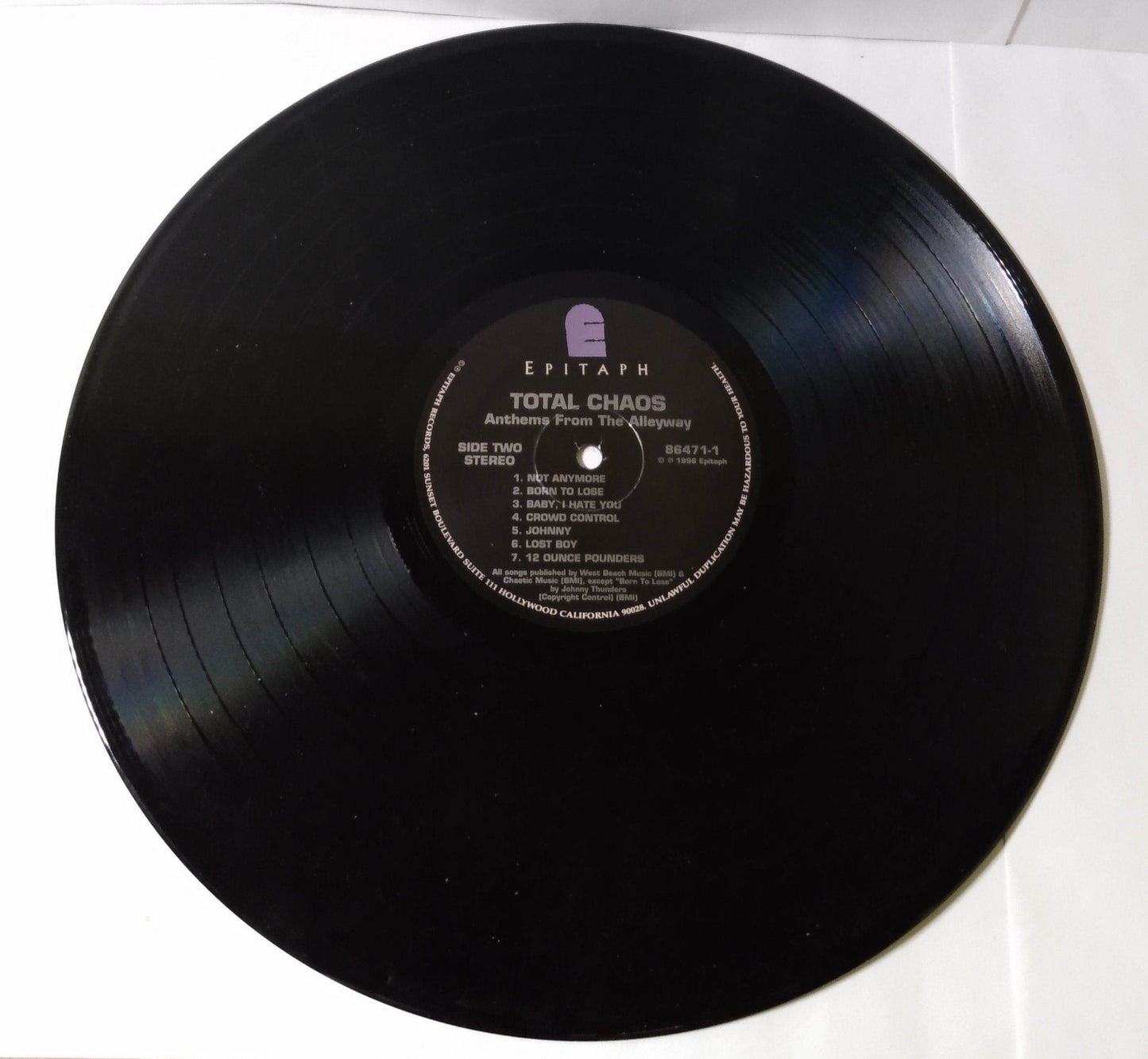 Total Chaos Anthems From The Alleyway Street Punk 12" Vinyl LP 1996 - TulipStuff