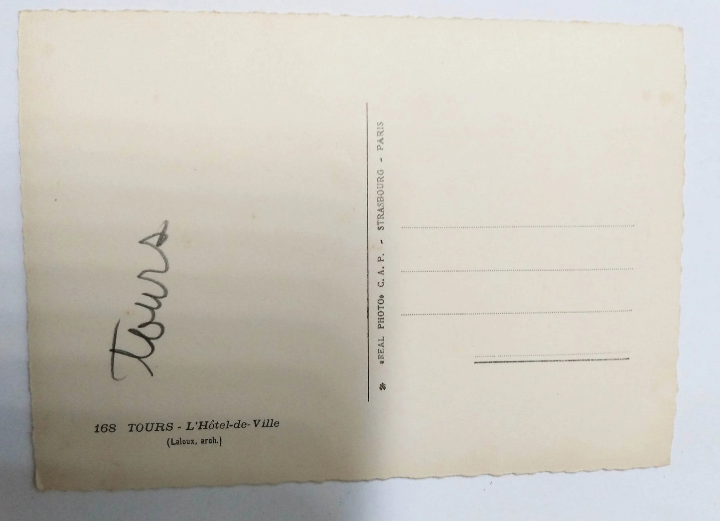 Tours L'Hotel de Ville France 1910's Real Photo Postcard - TulipStuff