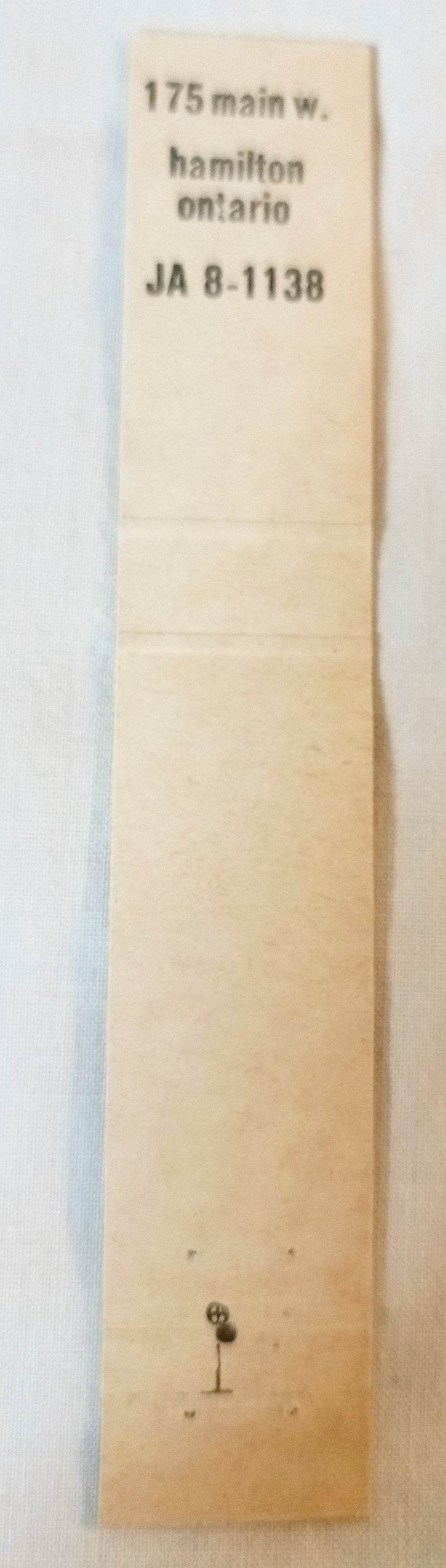 Town Manor Motor Hotel Hamilton Ontario Canada Matchbook Cover 1960's - TulipStuff