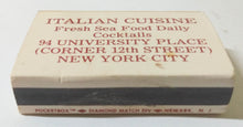 Load image into Gallery viewer, Trattoria il Bambino Sidewalk Cafe University Place NYC Matchbox 1990's - TulipStuff