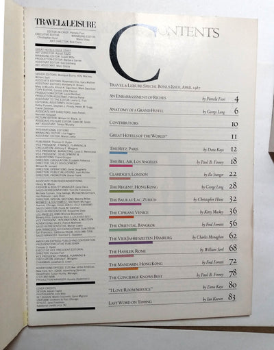 Travel and Leisure Great Hotels Of The World Bonus Issue April 1987 - TulipStuff