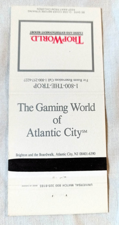 TropWorld Casino Entertainment Resort Atlantic City Matchbook Cover 1990's - TulipStuff