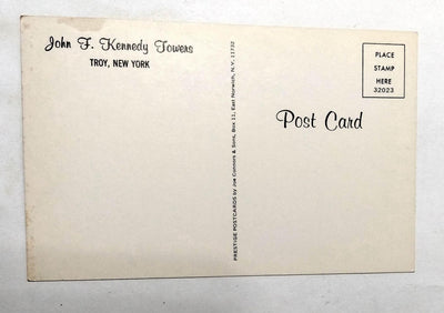 Greetings From Troy New York John F Kennedy Towers Postcard 1960's - TulipStuff
