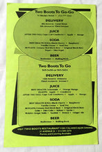 Load image into Gallery viewer, Two Boots  To Go-Go Pizza Bleecker Ave A Take Out Menu Early 2000's - TulipStuff