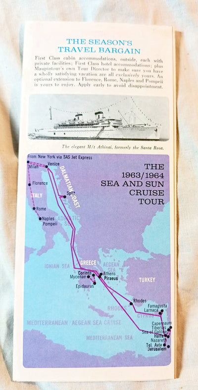 Typaldos Lines Akropolis Athinai Mapintours 1963-64 Cruise Tours - TulipStuff