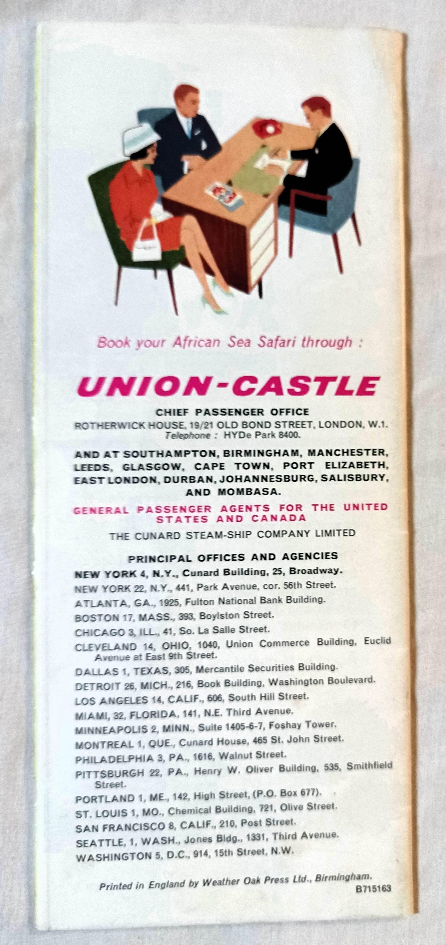 Union-Castle Line 1963 African Sea Safaris Shore Excursions Brochure - TulipStuff