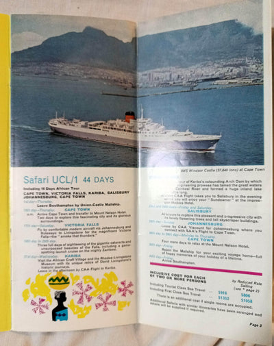 Union-Castle Line 1963 African Sea Safaris Shore Excursions Brochure - TulipStuff