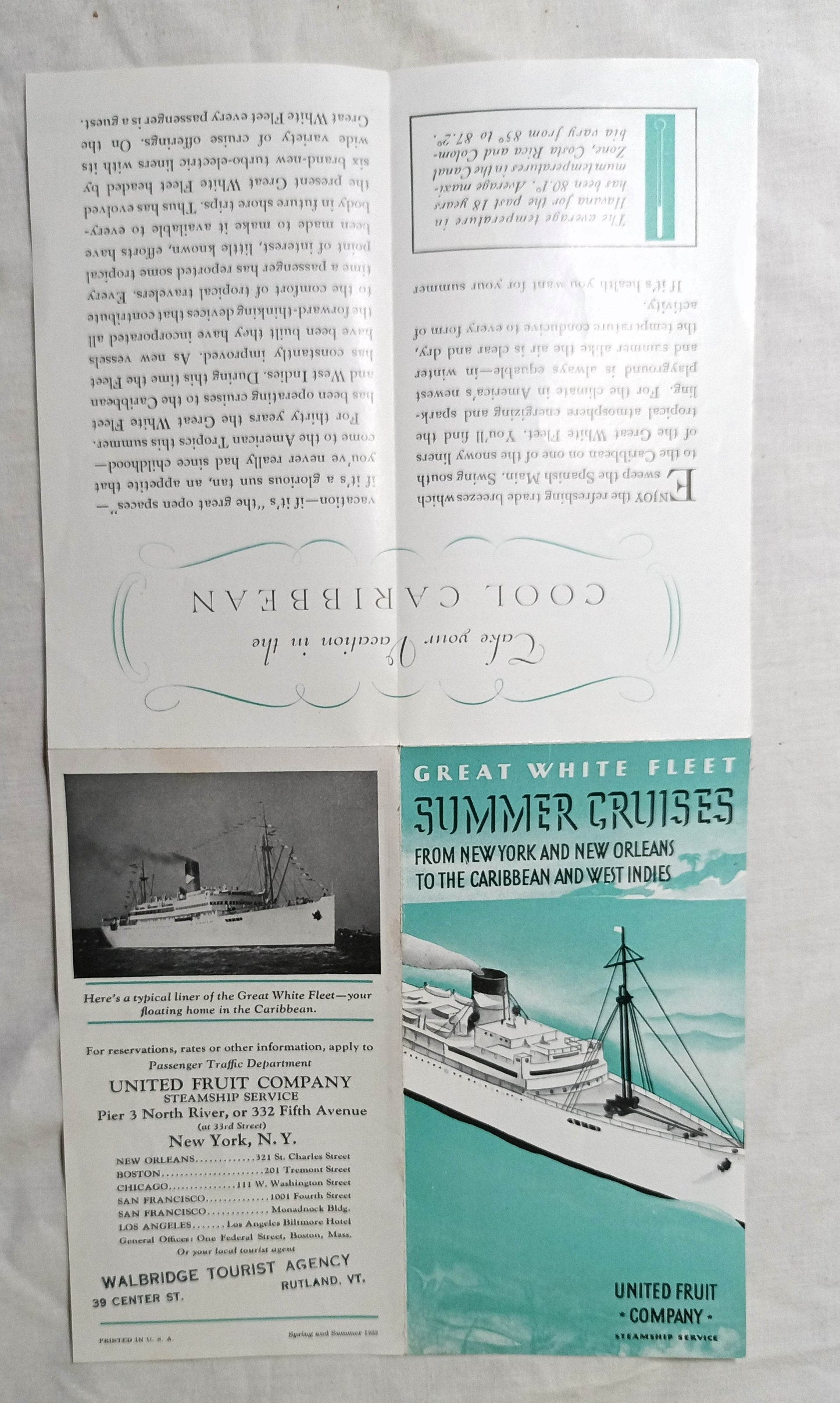 United Fruit Company Steamship Service Great White Fleet Brochure 1933 - TulipStuff