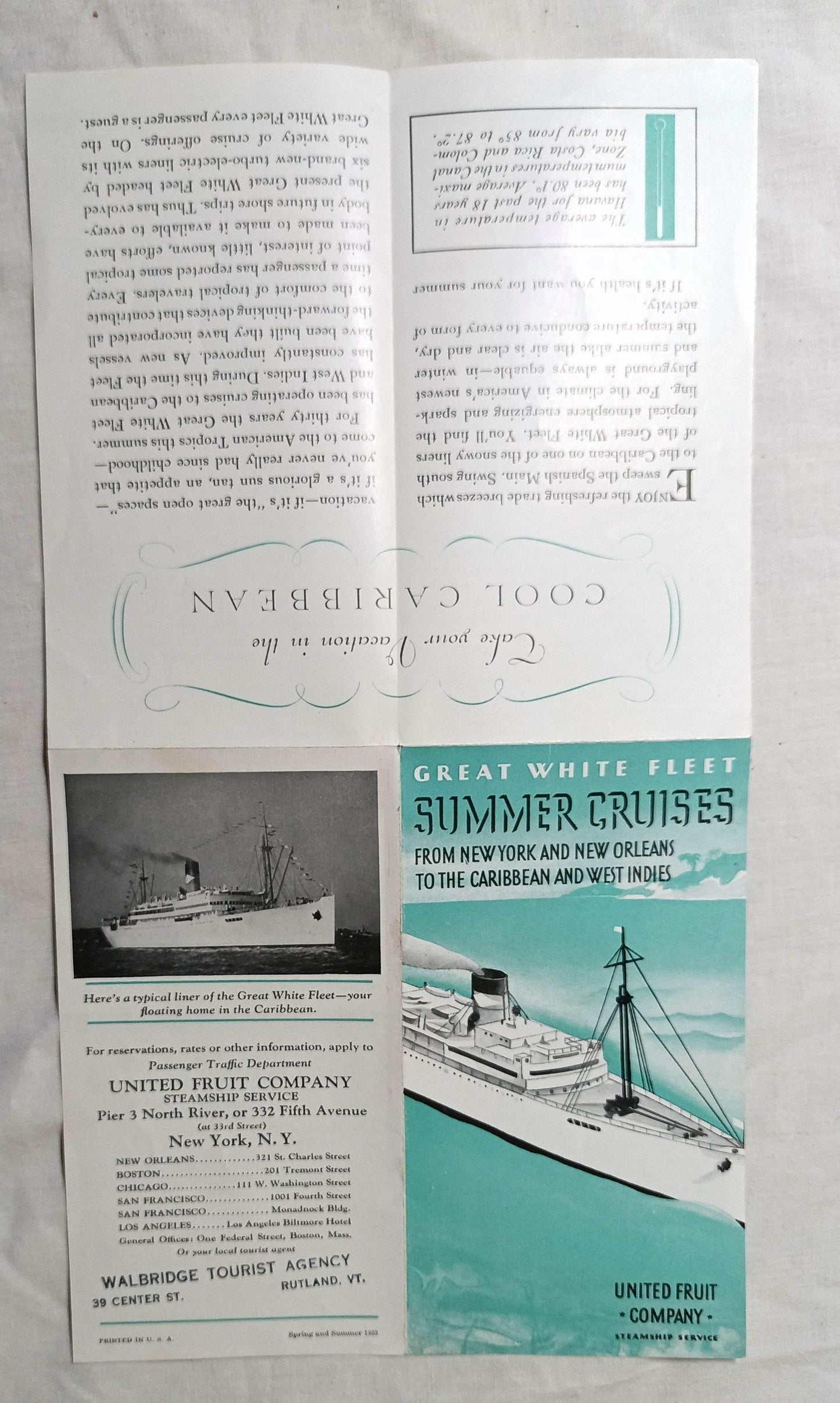 United Fruit Company Steamship Service Great White Fleet Brochure 1933 - TulipStuff