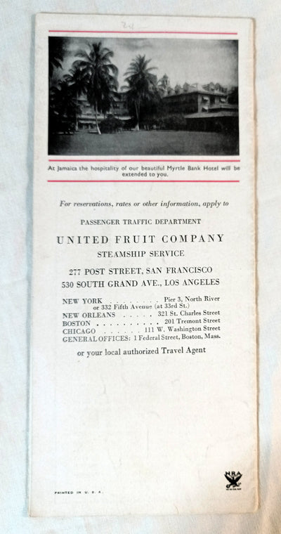 United Fruit Company Steamship Service Great White Fleet Brochure 1934 - TulipStuff