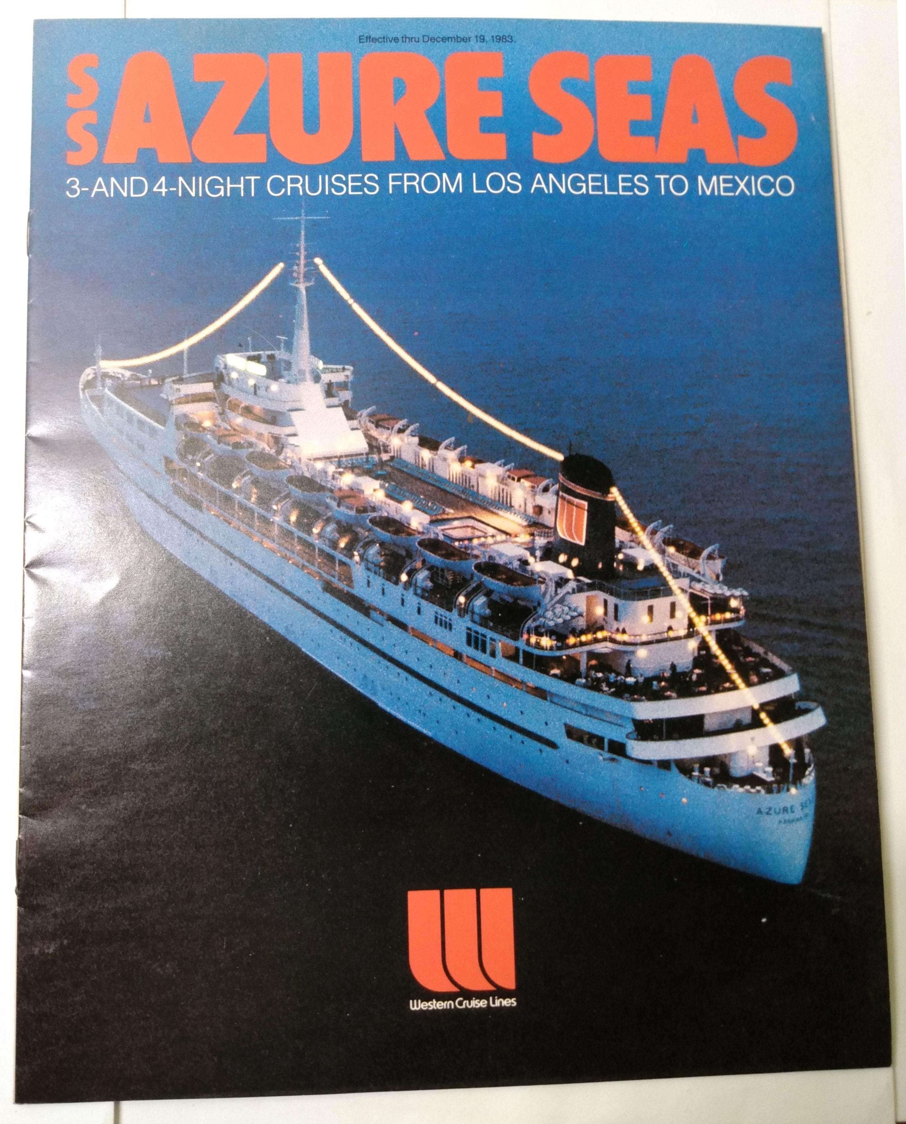 Western Cruise Lines ss Azure Seas 1983 LA Mexico Cruises Brochure