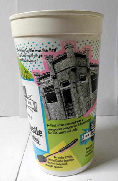 White Castle 70th Anniversary 20s 30s 40s 32 Oz Promo Plastic Cup 1991 - TulipStuff