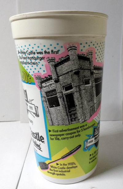 White Castle 70th Anniversary 20s 30s 40s 32 Oz Promo Plastic Cup 1991 - TulipStuff