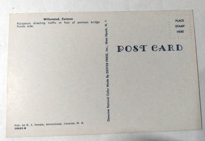 Policeman Directing Traffic Punda Pontoon Bridge Willemstad Curacao 1950's - TulipStuff