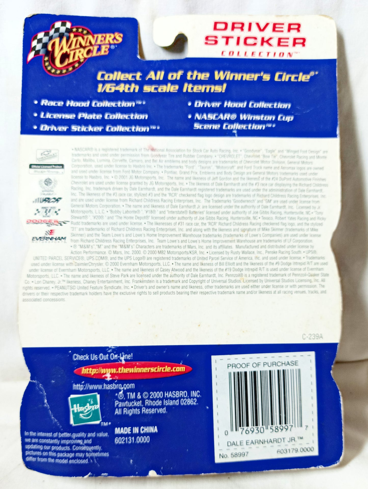 Winners Circle 2001 Driver Sticker Dale Earnhardt Jr #8 Monte Carlo - TulipStuff