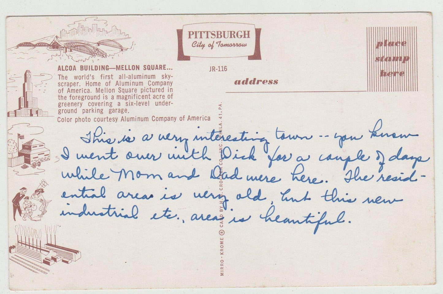 Alcoa Building Mellon Square Pittsburgh Pennsylvania Early 1960's - TulipStuff