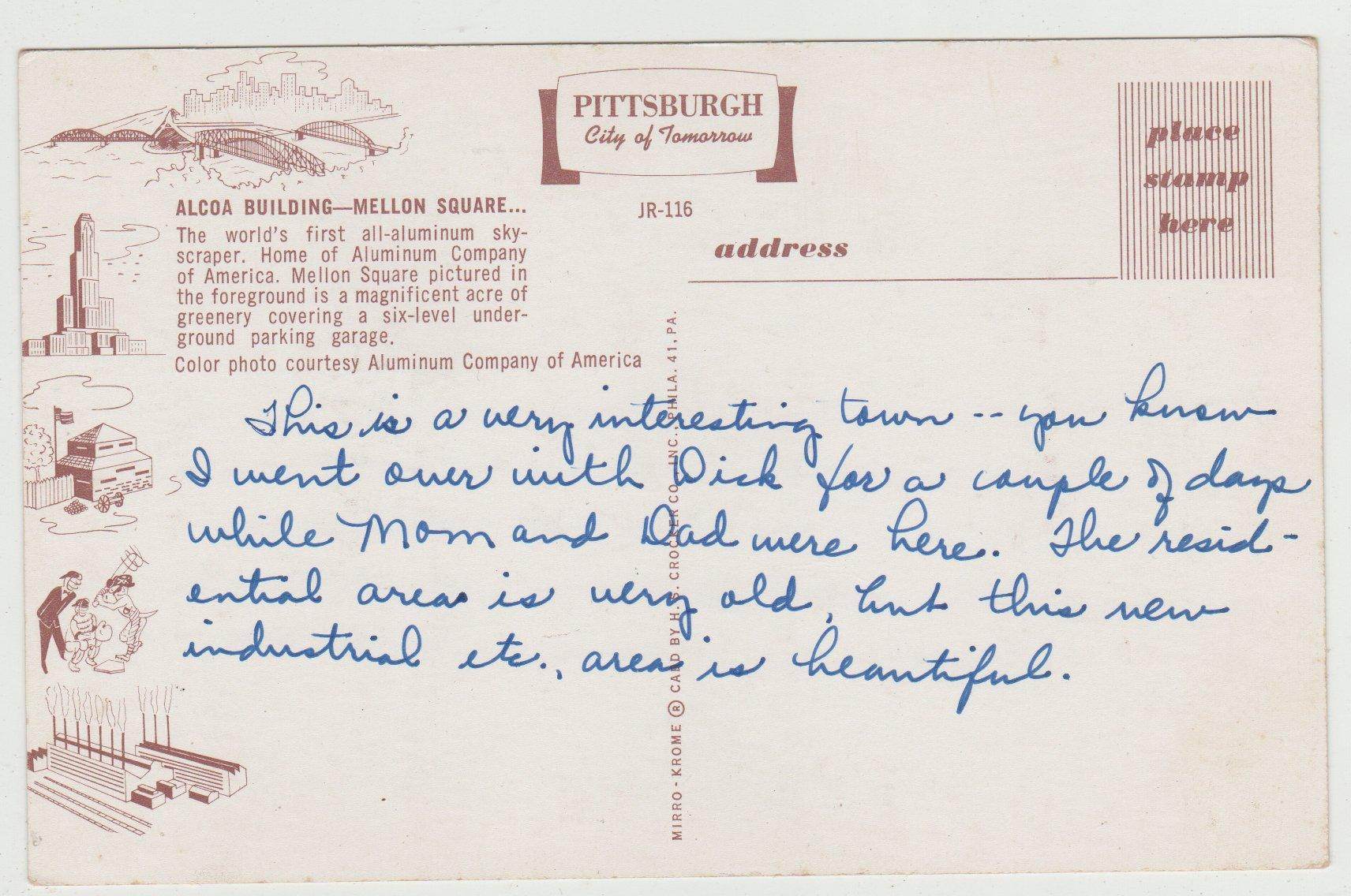 Alcoa Building Mellon Square Pittsburgh Pennsylvania Early 1960's - TulipStuff