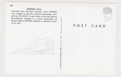 Amtrak First Locomotive EMD E8 Inherited Fom Penn Central Postcard - TulipStuff