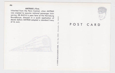 Amtrak First Locomotive EMD E8 Inherited Fom Penn Central Postcard - TulipStuff
