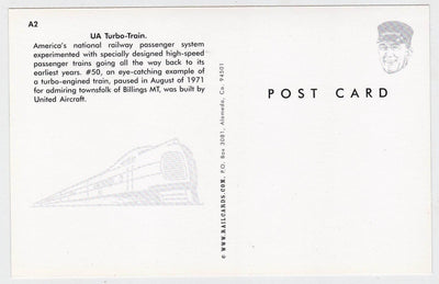 Amtrak UA Turbo Train Passenger Train At Billings Montana Postcard - TulipStuff