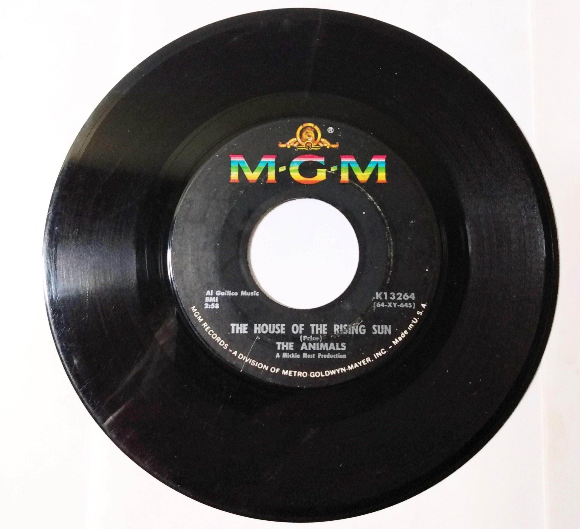 The Animals The House Of The Rising Sun Vinyl 7" MGM K13264 1964 - TulipStuff