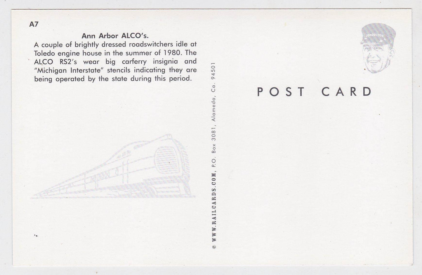 Ann Arbor Railroad Alco RS2 Diesel Switcher Locomotive 1980 - TulipStuff