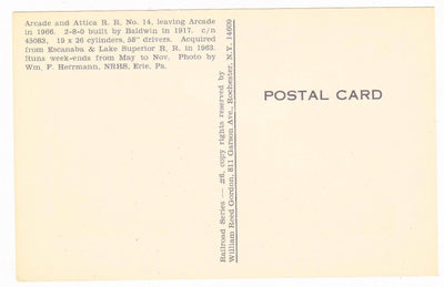 Arcade and Attica Railroad No 14 Baldwin 2-8-0 Steam Locomotive - TulipStuff