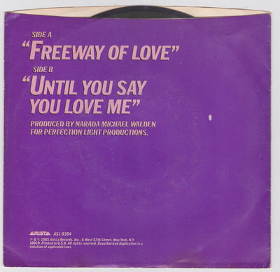 Aretha Franklin Freeway of Love 7" 45rpm Vinyl Record 1985 - TulipStuff