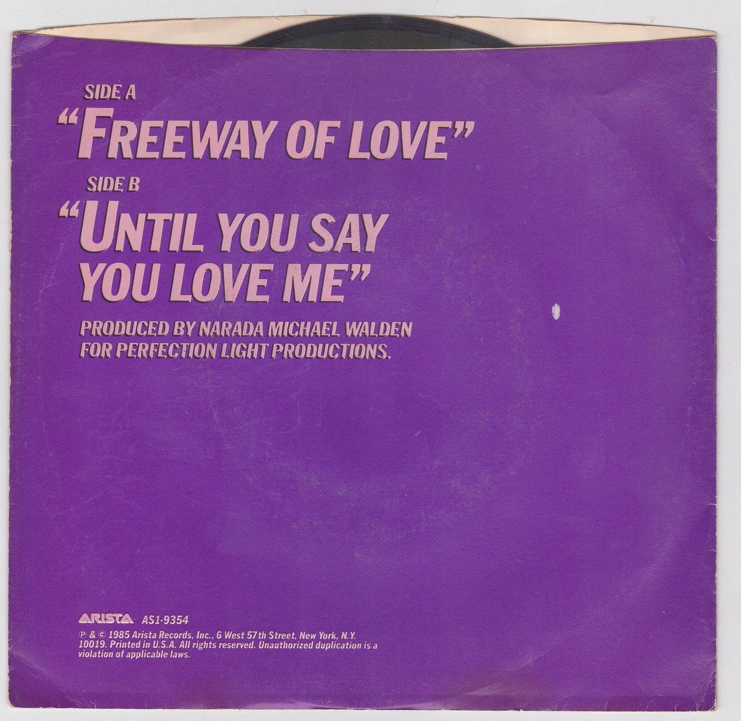 Aretha Franklin Freeway of Love 7" 45rpm Vinyl Record 1985 - TulipStuff