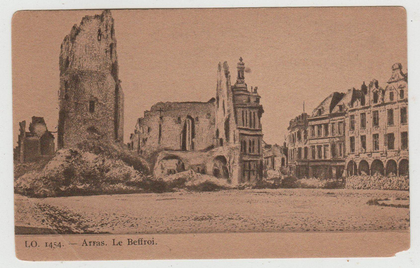 Arras Le Beffroi Ruins France WW1 1910's Postcard - TulipStuff