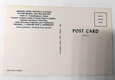 Arundel Opera Theatre & Academy Kennebunkport Maine 1950's Postcard - TulipStuff