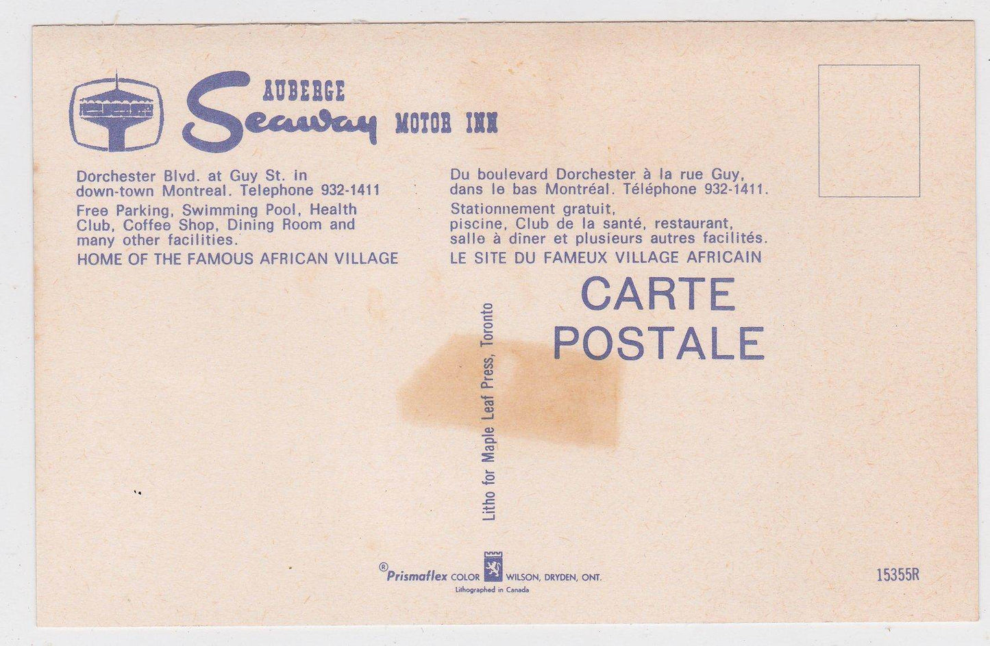 Auberge Seaway Motor Inn Montreal Quebec Canada 1960's Postcard - TulipStuff