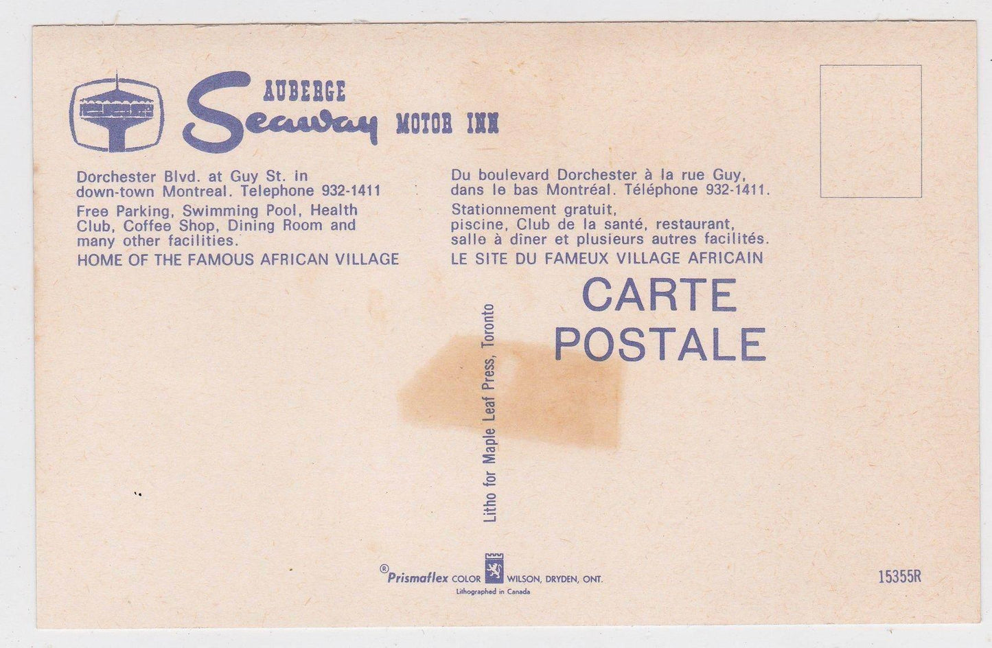 Auberge Seaway Motor Inn Montreal Quebec Canada 1960's Postcard - TulipStuff