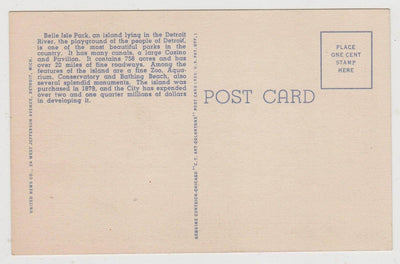 Casino Lagoon Belle Isle Park Detroit Michigan 1940's Linen Postcard - TulipStuff