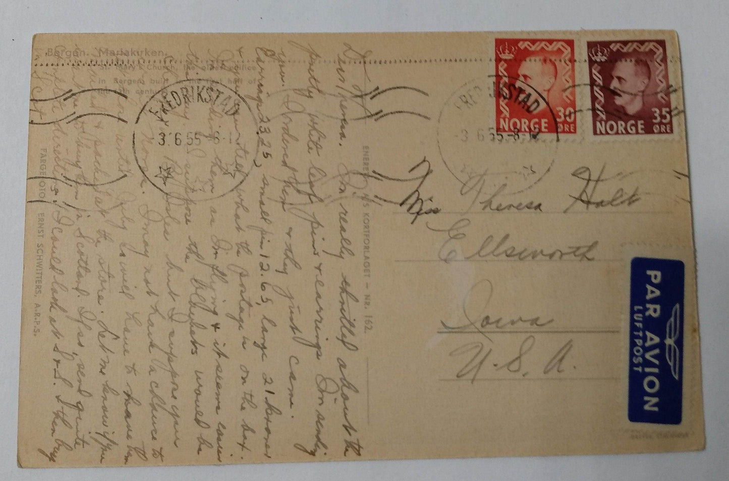 Bergen Mariakirken St Mary's Medieval Church Norway 1950's Postcard - TulipStuff