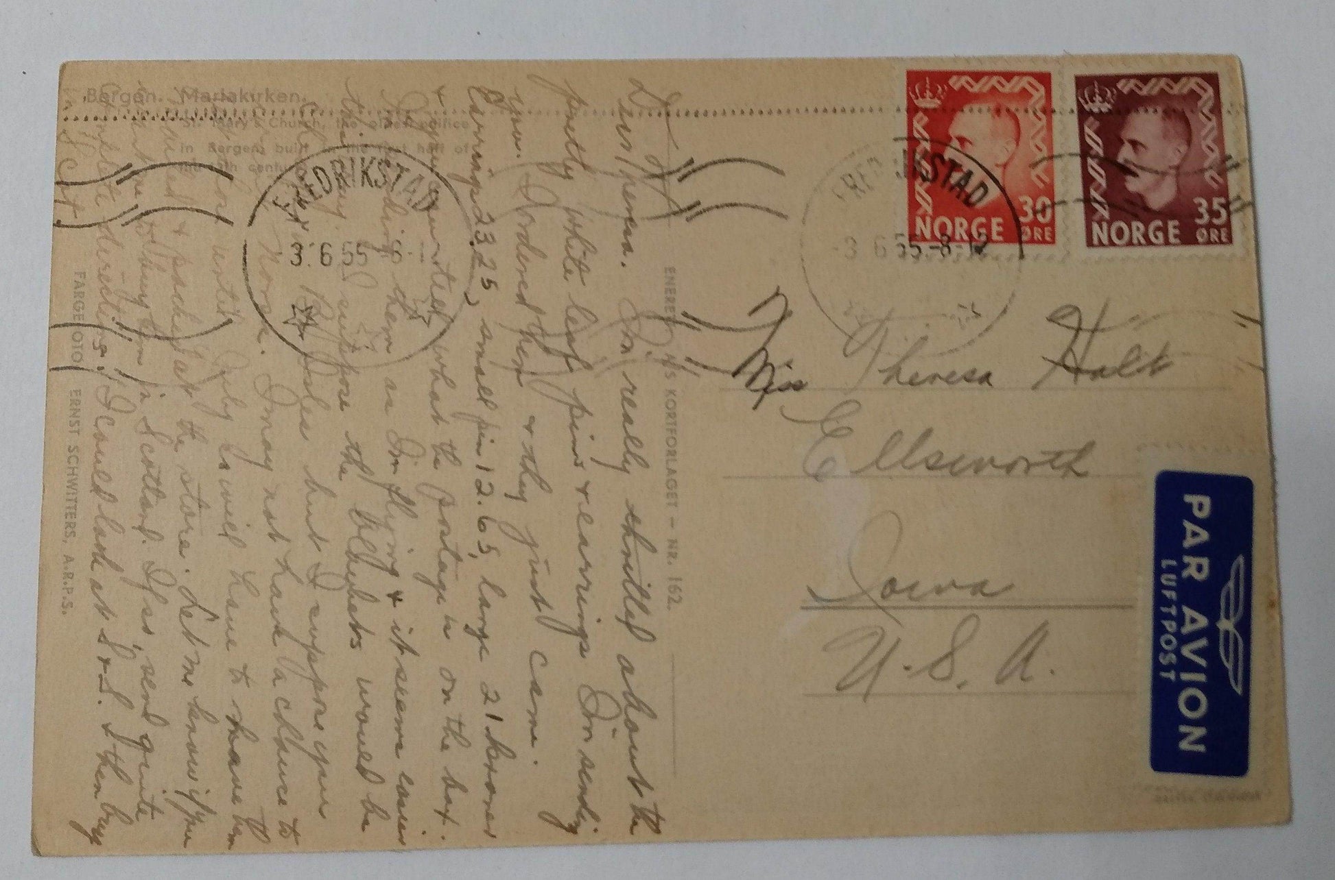Bergen Mariakirken St Mary's Medieval Church Norway 1950's Postcard - TulipStuff