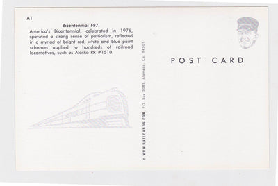 Alaska Railroad Bicentennial EMD FP7 Locomotive Postcard - TulipStuff